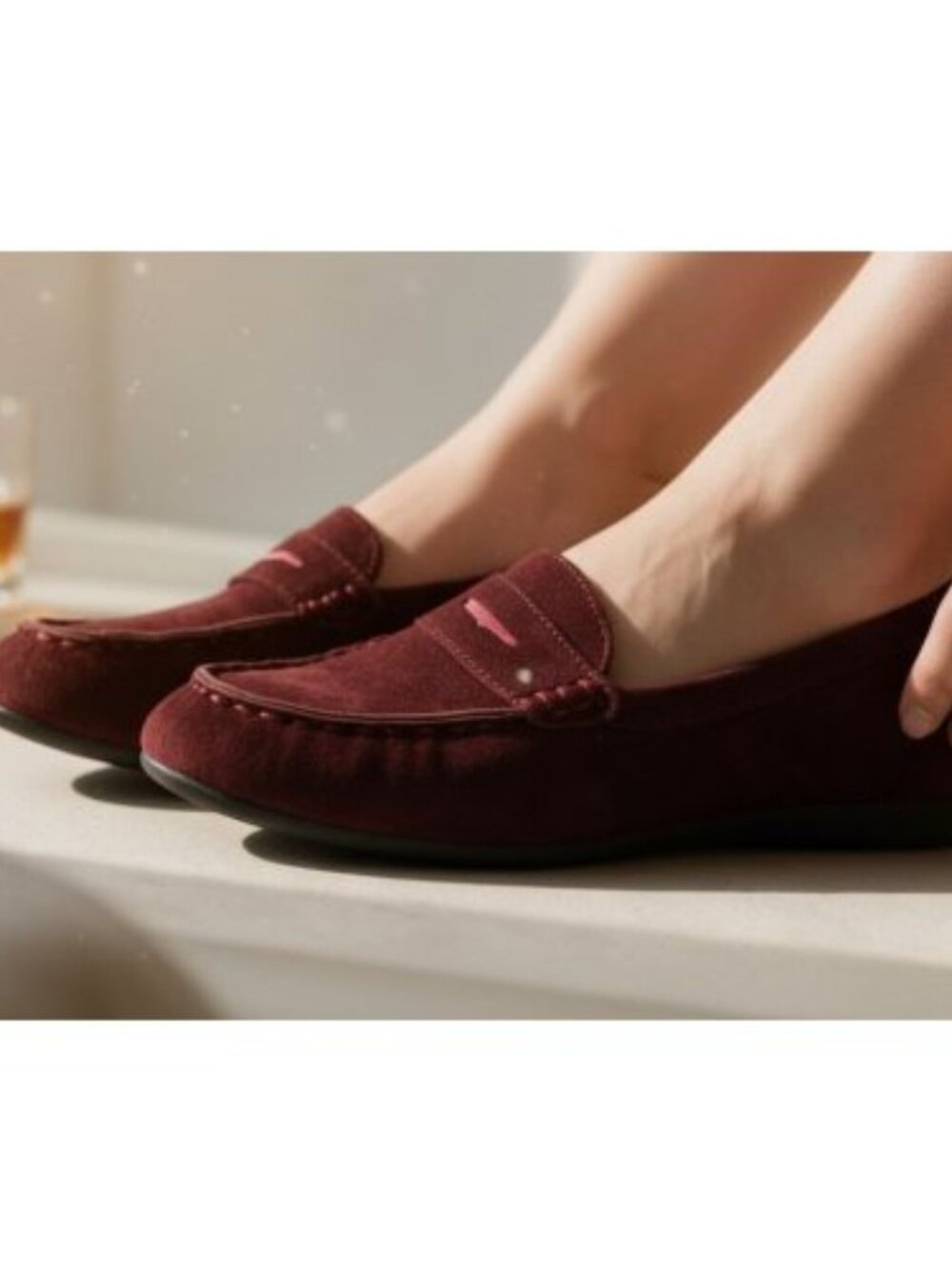 CUSHION WALK Red Suede Moccasin Loafers Ladies Size 8